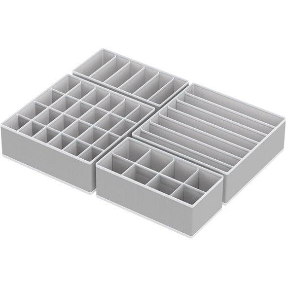Closet Underwear Organizer Drawer Divider 4 Set, Gray - Picture 2 of 7